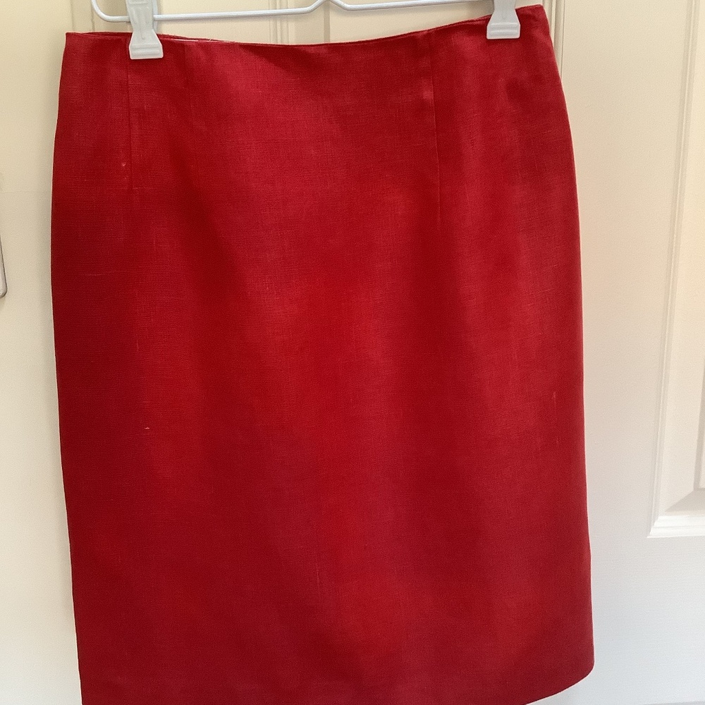 Red linen skirt by International Scene.- fully lined